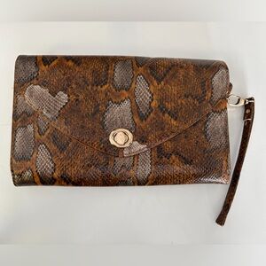 Pinkstix Large Brown Snake Print Clutch